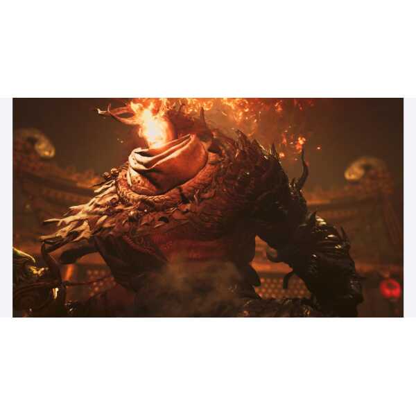 Fierce dragon creature with fiery breath in a dark, fiery arena scene.