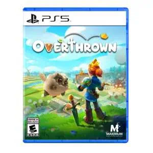 Overthrown PS5 game cover with animated characters in a vibrant landscape.