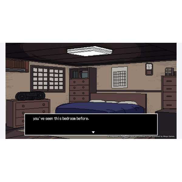 Cozy bedroom scene from Path of Mystery game, with bed and furniture.
