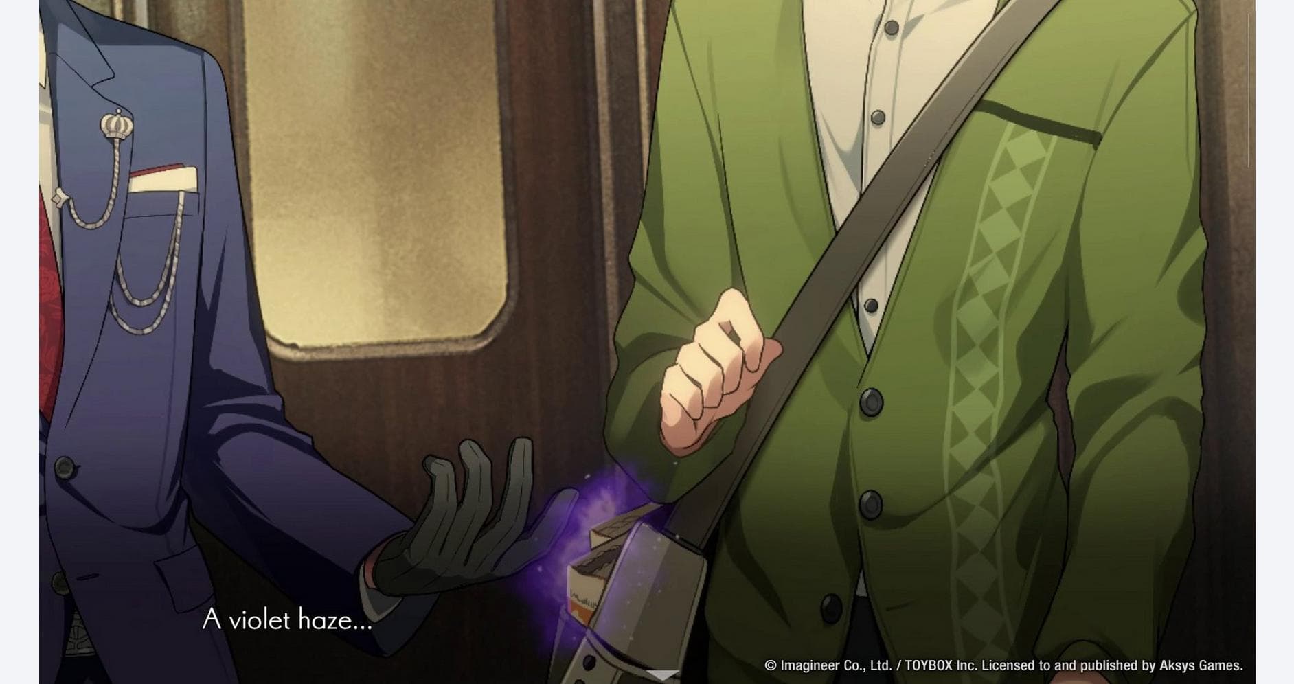 Two characters in a mysterious train scene from Path of Mystery game.