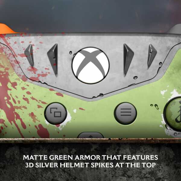 Xbox Series X controller with DOOM: The Dark Ages Limited Edition design.
