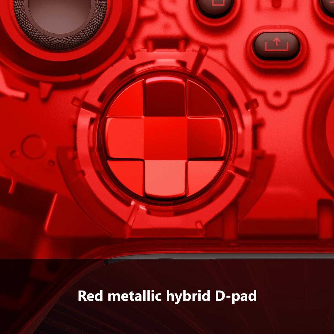 Red metallic hybrid D-pad for Xbox Series X controller.