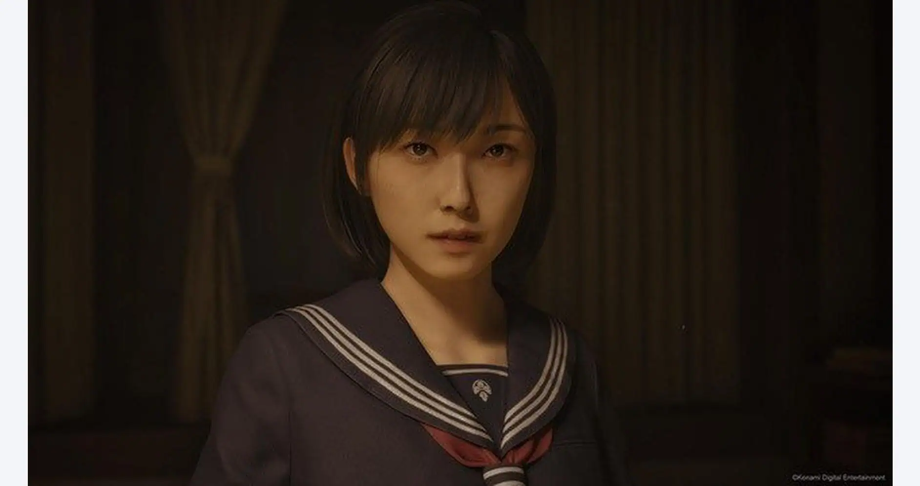 Female character in school uniform from Silent Hill f game scene.