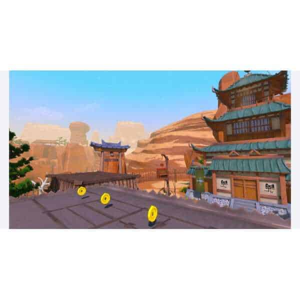 Samurai Academy scene from Paws of Fury game with traditional Japanese architecture.