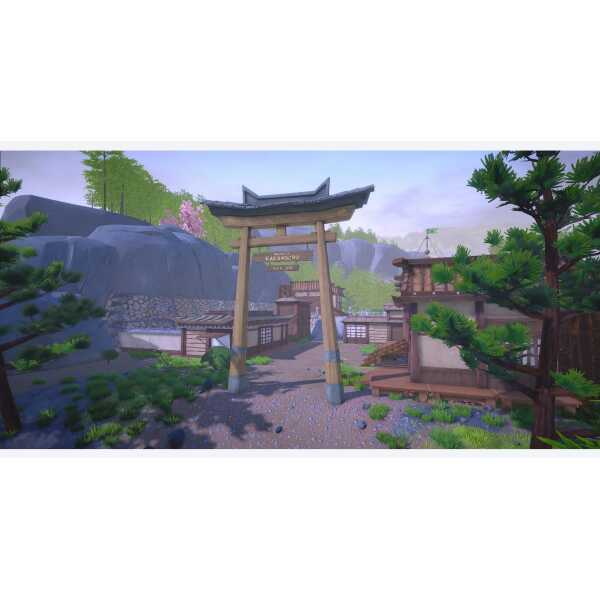 Traditional Japanese shrine entrance in Samurai Academy: Paws of Fury game.