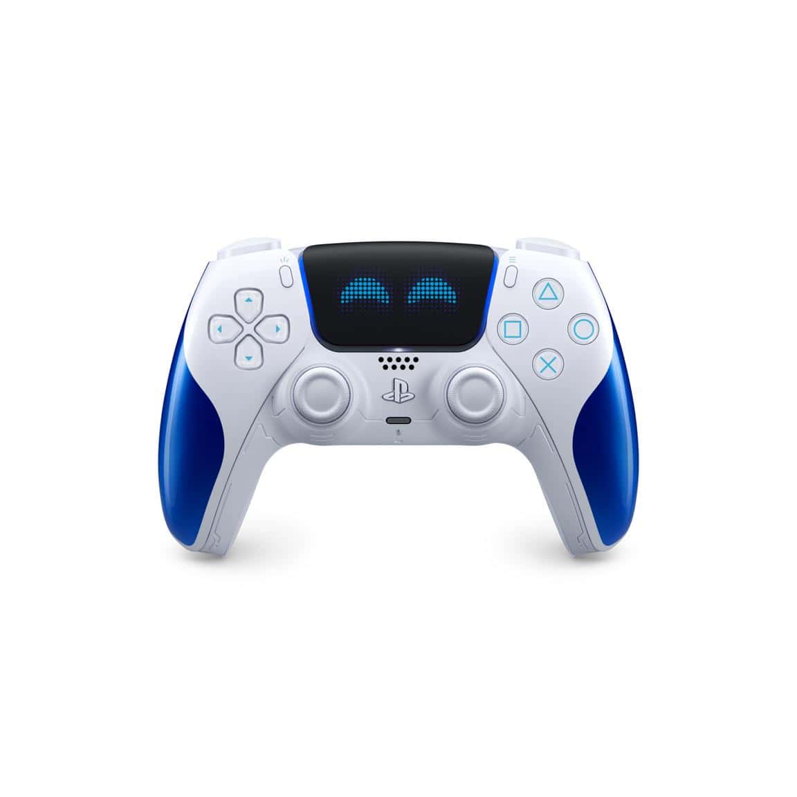PlayStation 5 DualSense controller with custom face display.