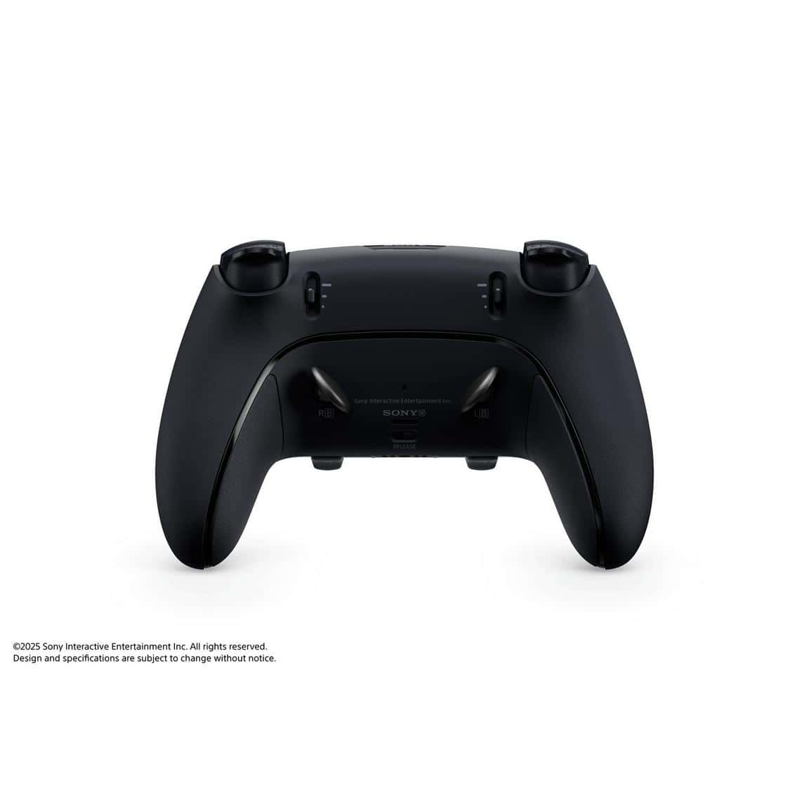 Wireless PlayStation controller for gaming, black, ergonomic design.