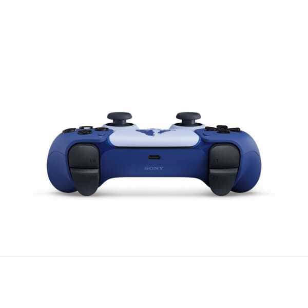 Blue Sony PlayStation controller for gaming, ergonomic design, and precision controls.