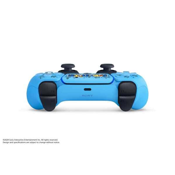 Bluetooth gaming controller for PlayStation, vibrant blue color, ergonomic design, compatible with P.