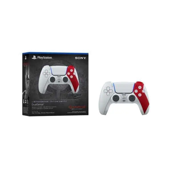 Enhanced DualSense wireless controller for PlayStation with red and white design, ideal for gaming e.