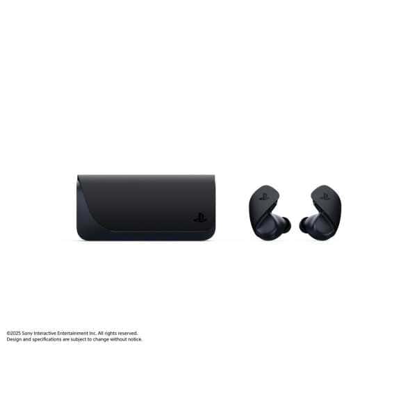 PlayStation 5 console with wireless earbuds, gaming accessories, and sleek design.