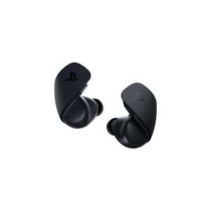 Wireless PlayStation earbuds with charging case, compact gaming audio accessories.