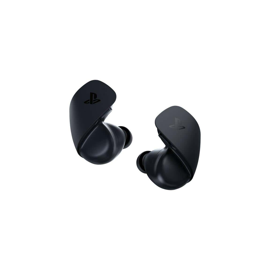 Wireless PlayStation earbuds with charging case, compact gaming audio accessories.