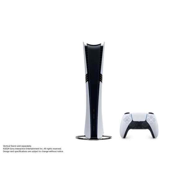 PlayStation 5 console with DualSense controller on a white background.