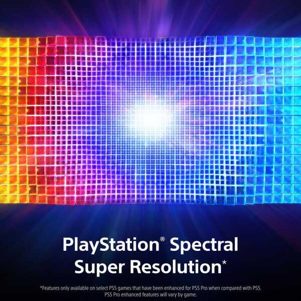 PlayStation Spectral Super Resolution display with vibrant LED grid.