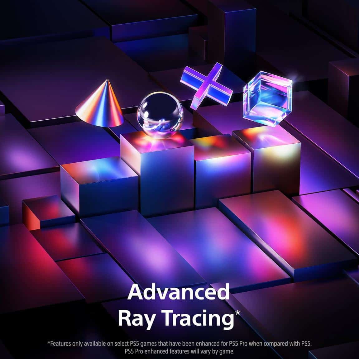 Advanced Ray Tracing graphics with geometric shapes on a futuristic digital background.
