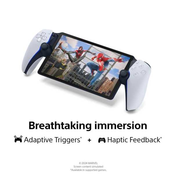 High-quality gaming smartphone with dual controllers and immersive Spider-Man game display.