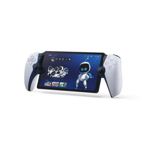 AI-powered gaming console with dual controllers and vibrant display for immersive gameplay experienc.