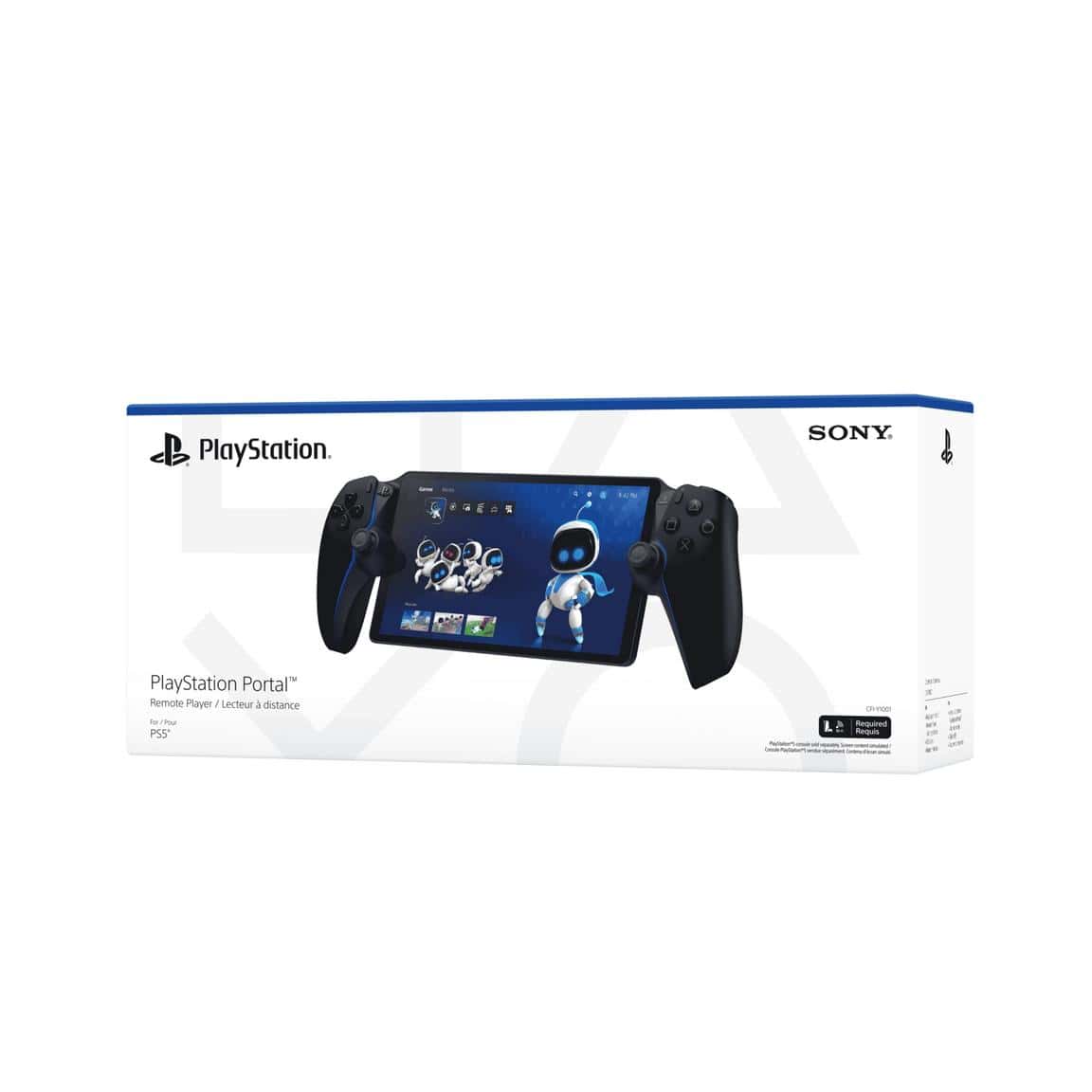 PlayStation Portal remote gaming device with dual controllers and digital display.