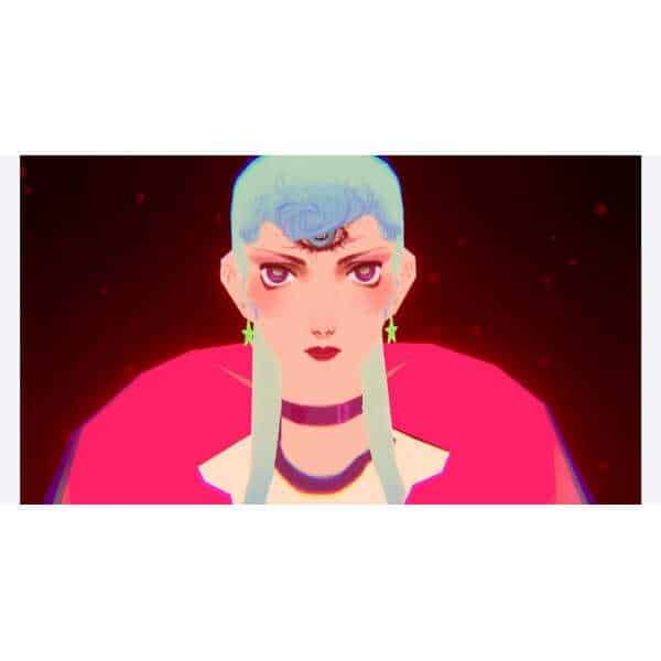 Digital illustration of a fierce woman with blue hair and bold makeup for Gameware.