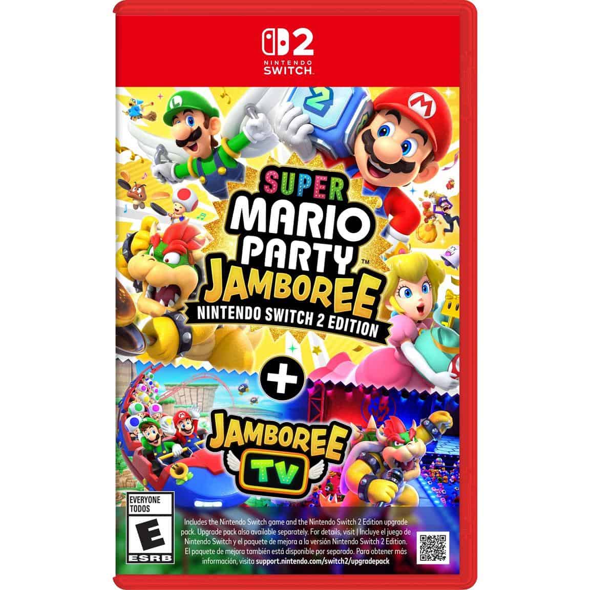 Super Mario Party Jamboree Nintendo Switch game cover with Mario characters.