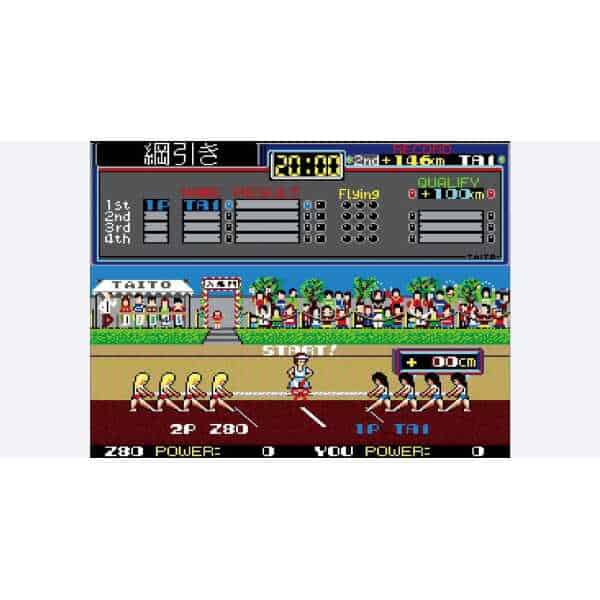Arcade sports game screenshot featuring Taito's vintage track and field competition.