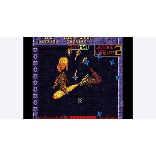 Arcade game screenshot featuring Taito's classic shoot 'em up with vibrant pixel art and intense gam.