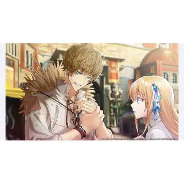 Temirana, the lucky princess, faces the tragic knights in a vibrant city scene.