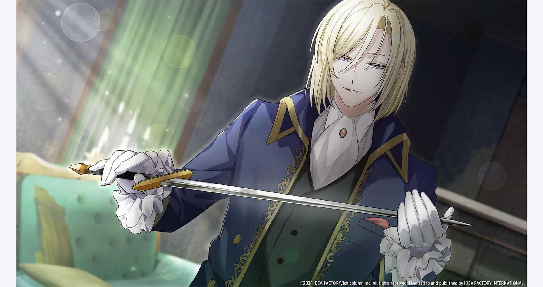 Character from Temirana: The Lucky Princess and The Tragic Knights holding a sword.