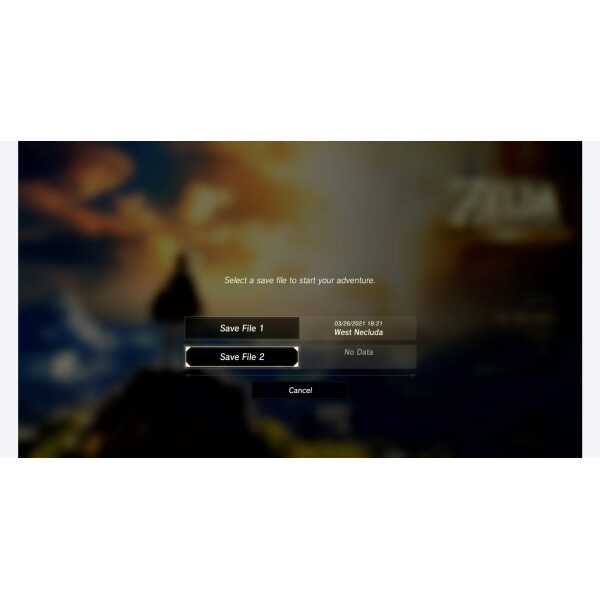 Screenshot of Zelda: Breath of the Wild save file selection menu in Gameware.