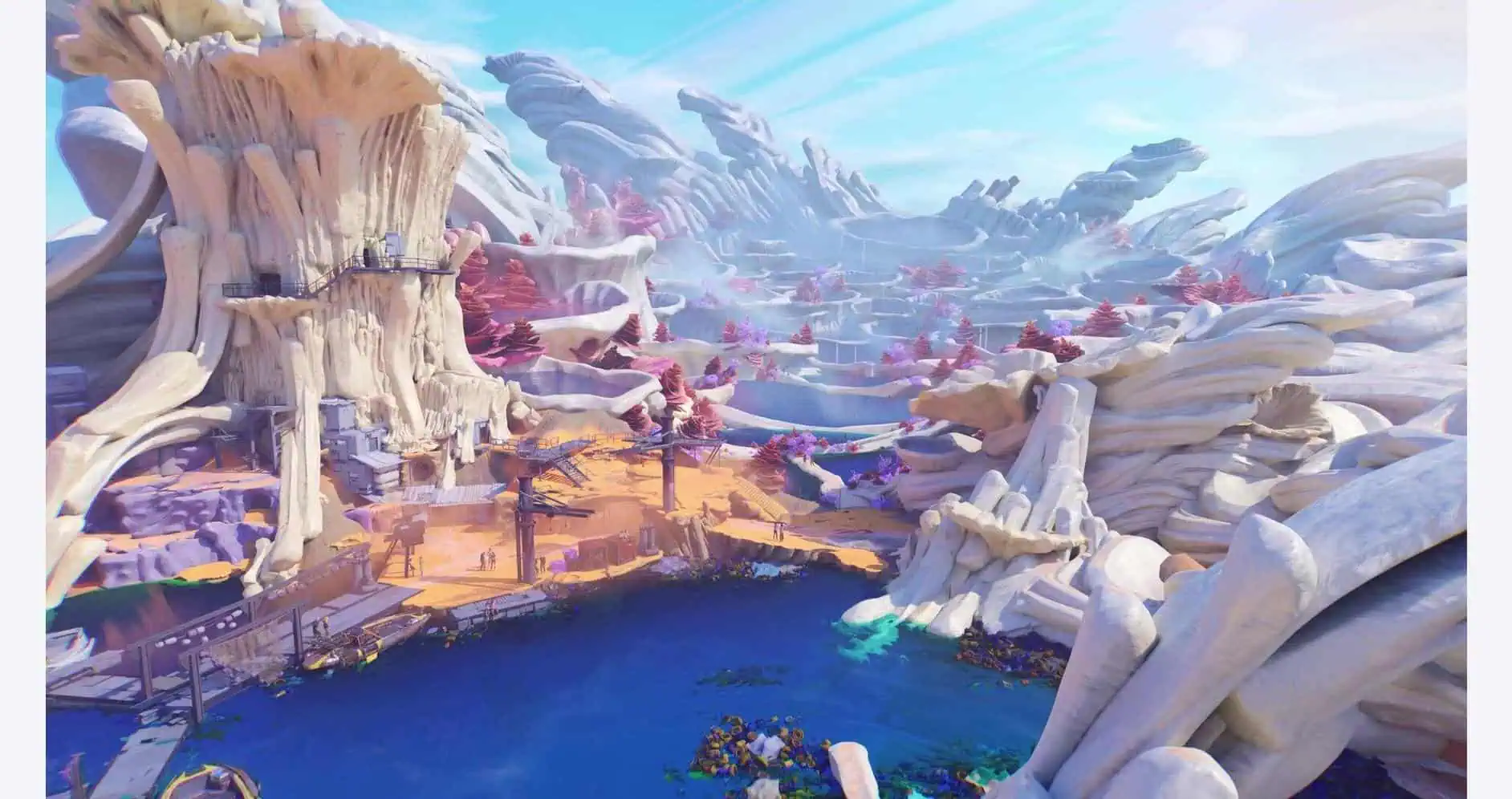 Beautiful Tides of Tomorrow landscape with vibrant colors and fantastical terrain.