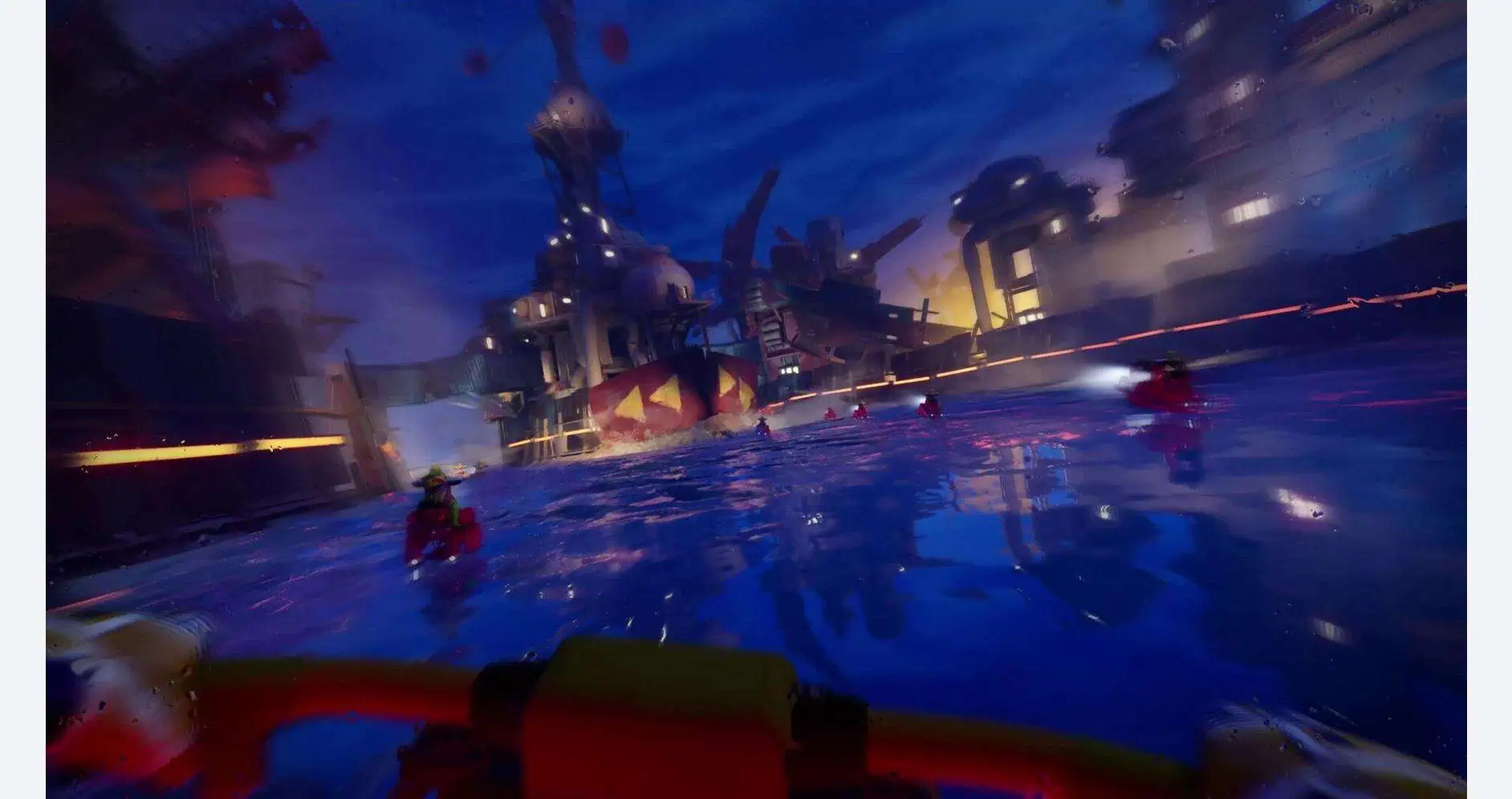 Gameware Tides of Tomorrow scene with futuristic water-based environment.