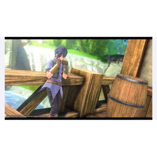 Young male character praying on a wooden bridge in a lush forest setting.