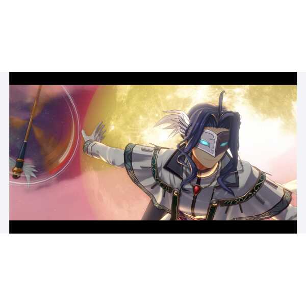 Fictional character from Trails in the Sky 2nd Chapter with glowing eyes and dynamic pose.