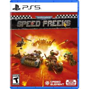 Speed Freaks PS5 game cover with racing vehicles and explosive background.
