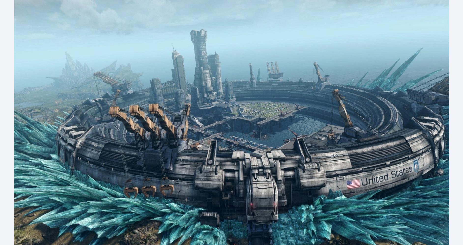 Futuristic military base from Xenoblade Chronicles X game.
