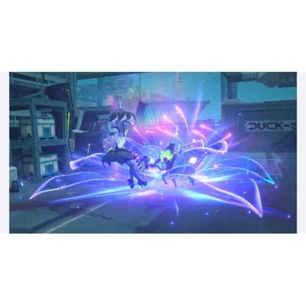 Dynamic scene from Zenless Zone Zero featuring a character battling a glowing creature.