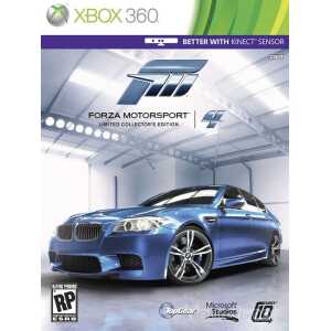 Forza Motorsport 4 Limited Collector's Edition game cover with blue car and Xbox 360 branding.