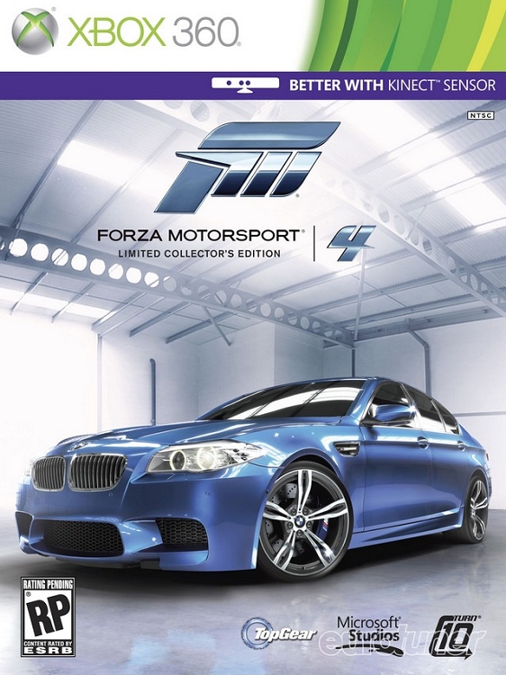 Forza Motorsport 4 Limited Collector's Edition game cover with blue car and Xbox 360 branding.